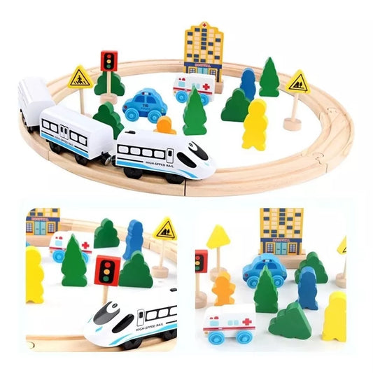 Tren eléctrico de madera